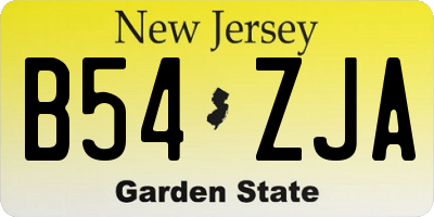 NJ license plate B54ZJA