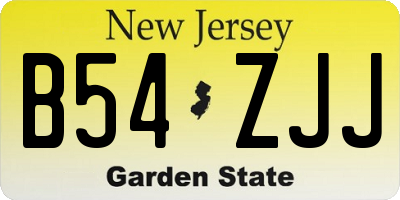 NJ license plate B54ZJJ