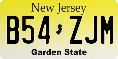 NJ license plate B54ZJM