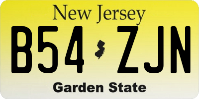 NJ license plate B54ZJN