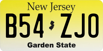 NJ license plate B54ZJO