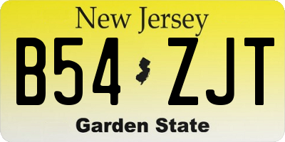 NJ license plate B54ZJT