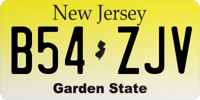 NJ license plate B54ZJV