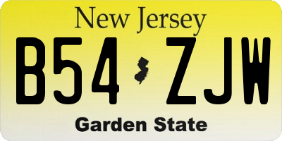NJ license plate B54ZJW
