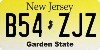 NJ license plate B54ZJZ