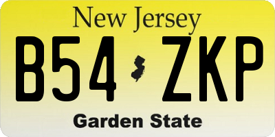 NJ license plate B54ZKP