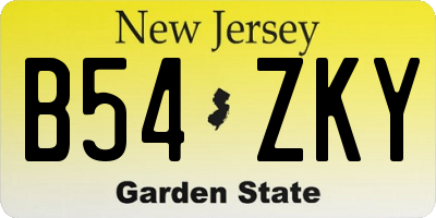 NJ license plate B54ZKY
