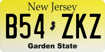 NJ license plate B54ZKZ