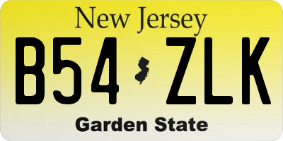 NJ license plate B54ZLK