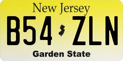 NJ license plate B54ZLN
