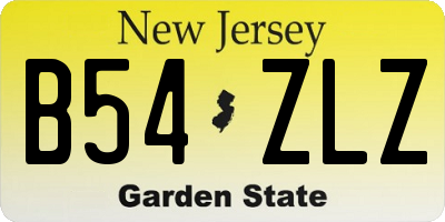 NJ license plate B54ZLZ