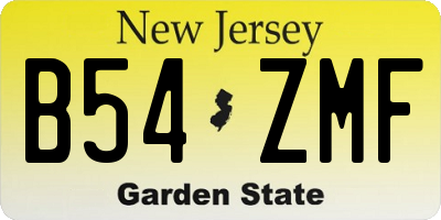 NJ license plate B54ZMF