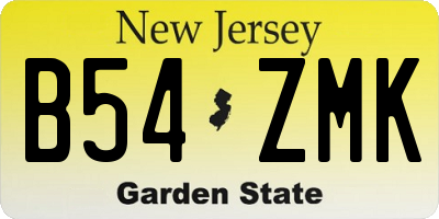 NJ license plate B54ZMK