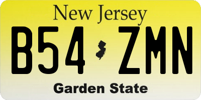 NJ license plate B54ZMN