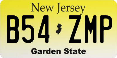 NJ license plate B54ZMP