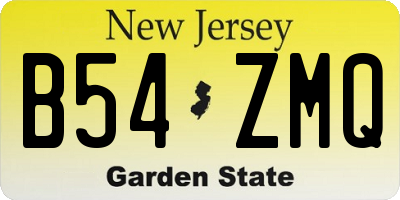 NJ license plate B54ZMQ