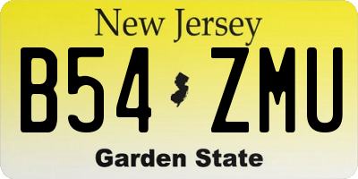 NJ license plate B54ZMU