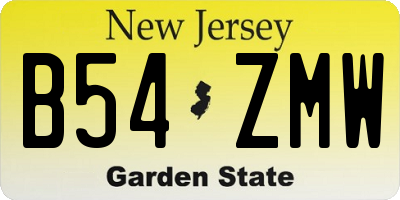 NJ license plate B54ZMW