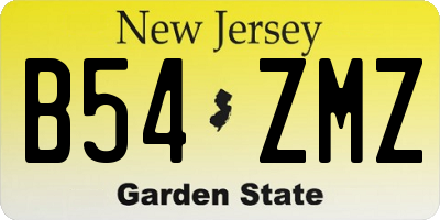 NJ license plate B54ZMZ