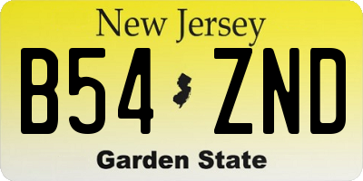 NJ license plate B54ZND