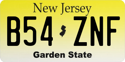 NJ license plate B54ZNF