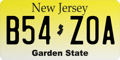 NJ license plate B54ZOA