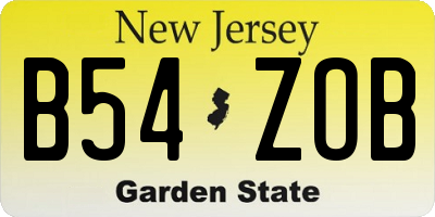 NJ license plate B54ZOB