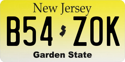 NJ license plate B54ZOK