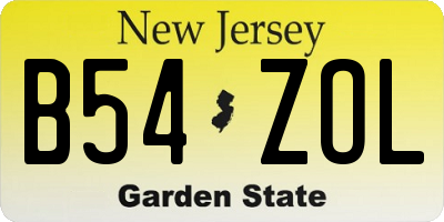 NJ license plate B54ZOL