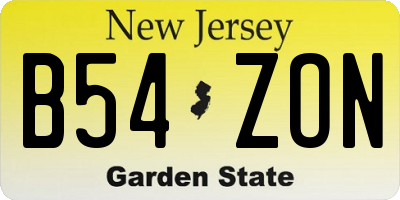 NJ license plate B54ZON