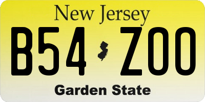 NJ license plate B54ZOO