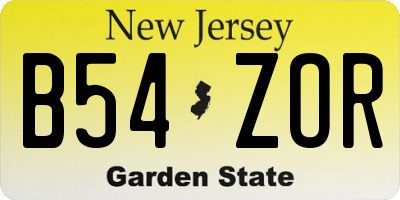 NJ license plate B54ZOR