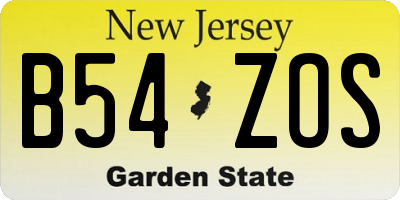 NJ license plate B54ZOS