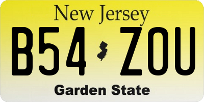NJ license plate B54ZOU