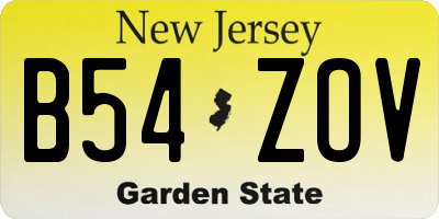 NJ license plate B54ZOV