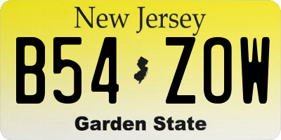 NJ license plate B54ZOW