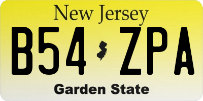 NJ license plate B54ZPA