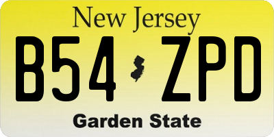 NJ license plate B54ZPD