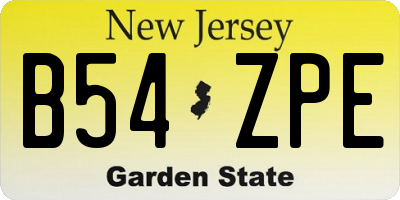 NJ license plate B54ZPE