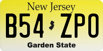 NJ license plate B54ZPO