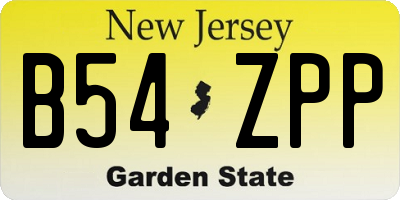 NJ license plate B54ZPP