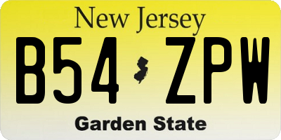 NJ license plate B54ZPW