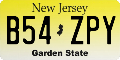 NJ license plate B54ZPY