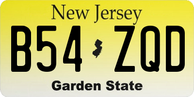 NJ license plate B54ZQD