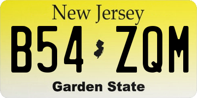 NJ license plate B54ZQM