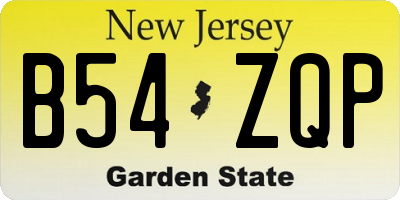 NJ license plate B54ZQP