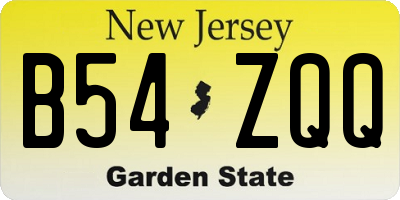 NJ license plate B54ZQQ