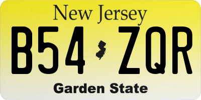 NJ license plate B54ZQR