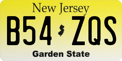 NJ license plate B54ZQS