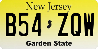 NJ license plate B54ZQW